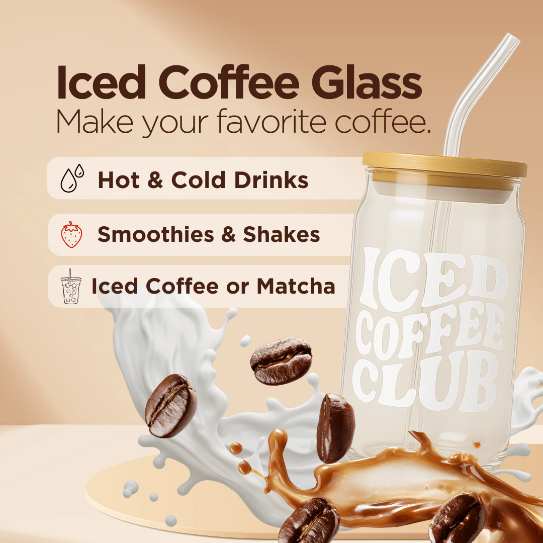 Iced Coffee Club Glass Tumbler