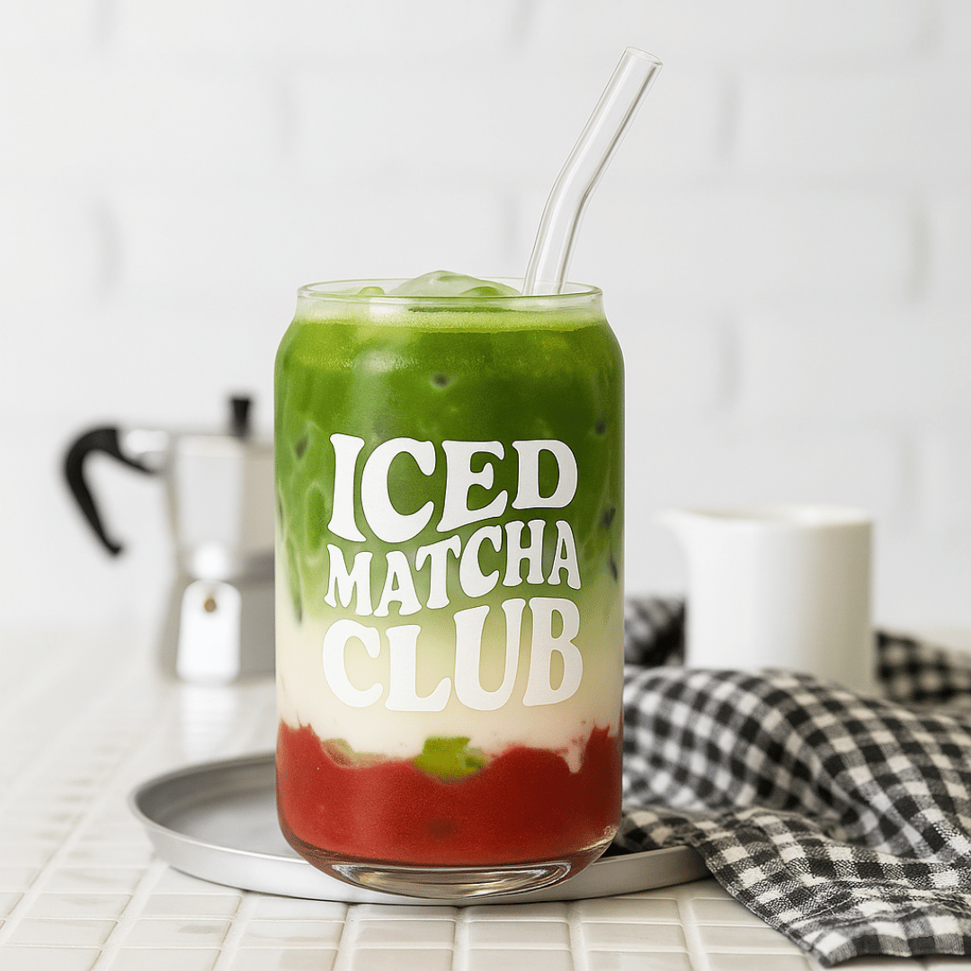 Iced Matcha Club Glass Tumbler